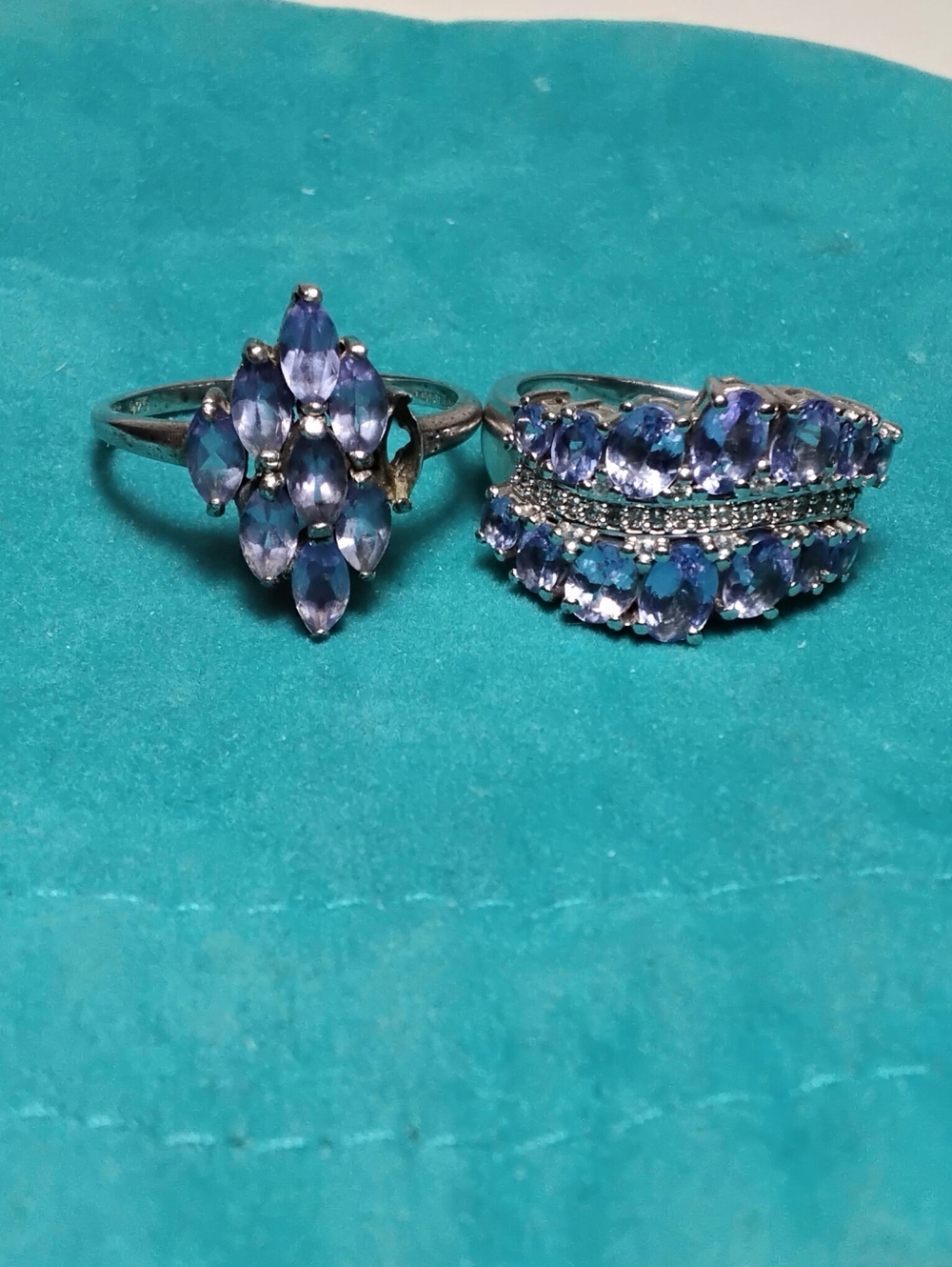 925 Silver Tanzanite 2 Lot Rings Sz 8-1/2